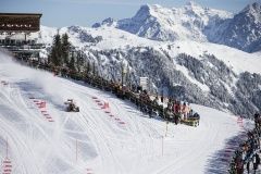 Max Verstappen performs during the F1 Showrun at the Hahnenkamm in Kitzbuehel, Austria on January 14, 2015