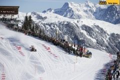 Max Verstappen performs during the F1 Showrun at the Hahnenkamm in Kitzbuehel, Austria on January 14, 2015