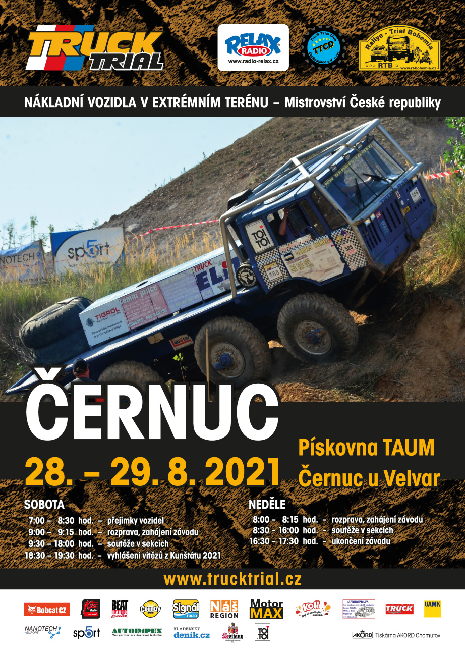 V Černuci u Slaného o víkendu pokračuje český trucktrial 2021.