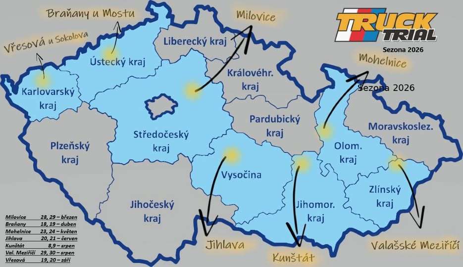 Český truck trial zná lokality i kalendář 2026.