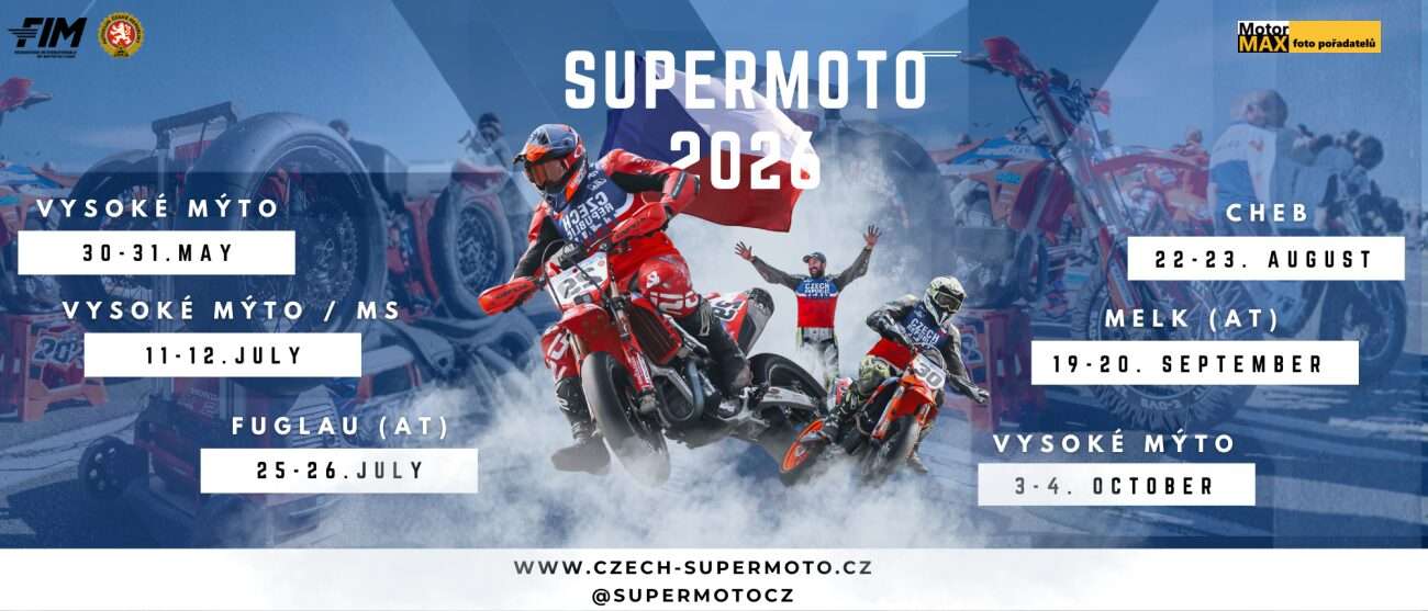 Supermoto 2026: Sezónu okoření rakouské okruhy i MS ve Vysokém Mýtě